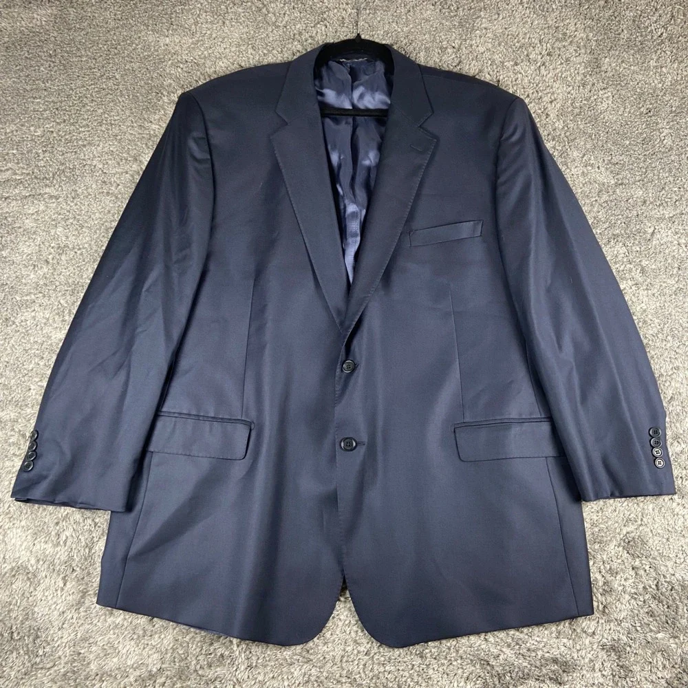 G Manzoni Blazer Mens 50R Navy Blue Super‎ 150s Wool 2 Button Sport Coat Italy